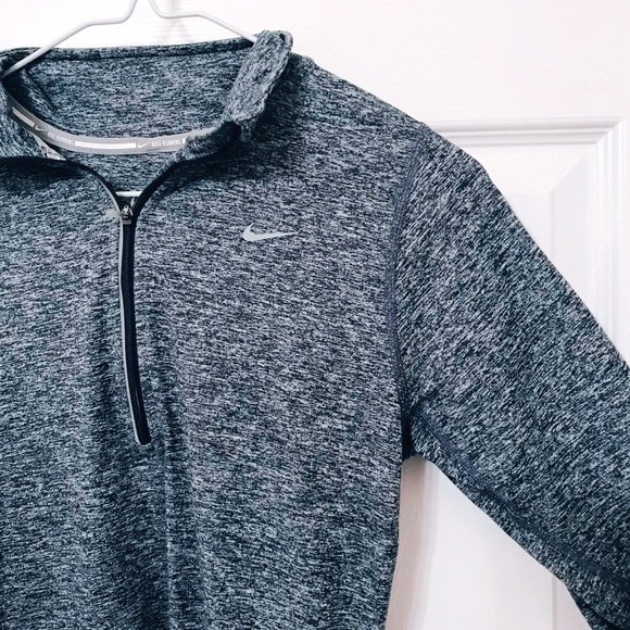 Nike Running Dri Fit Blue Heather Quarterzip Jacket - Picture 1 of 7